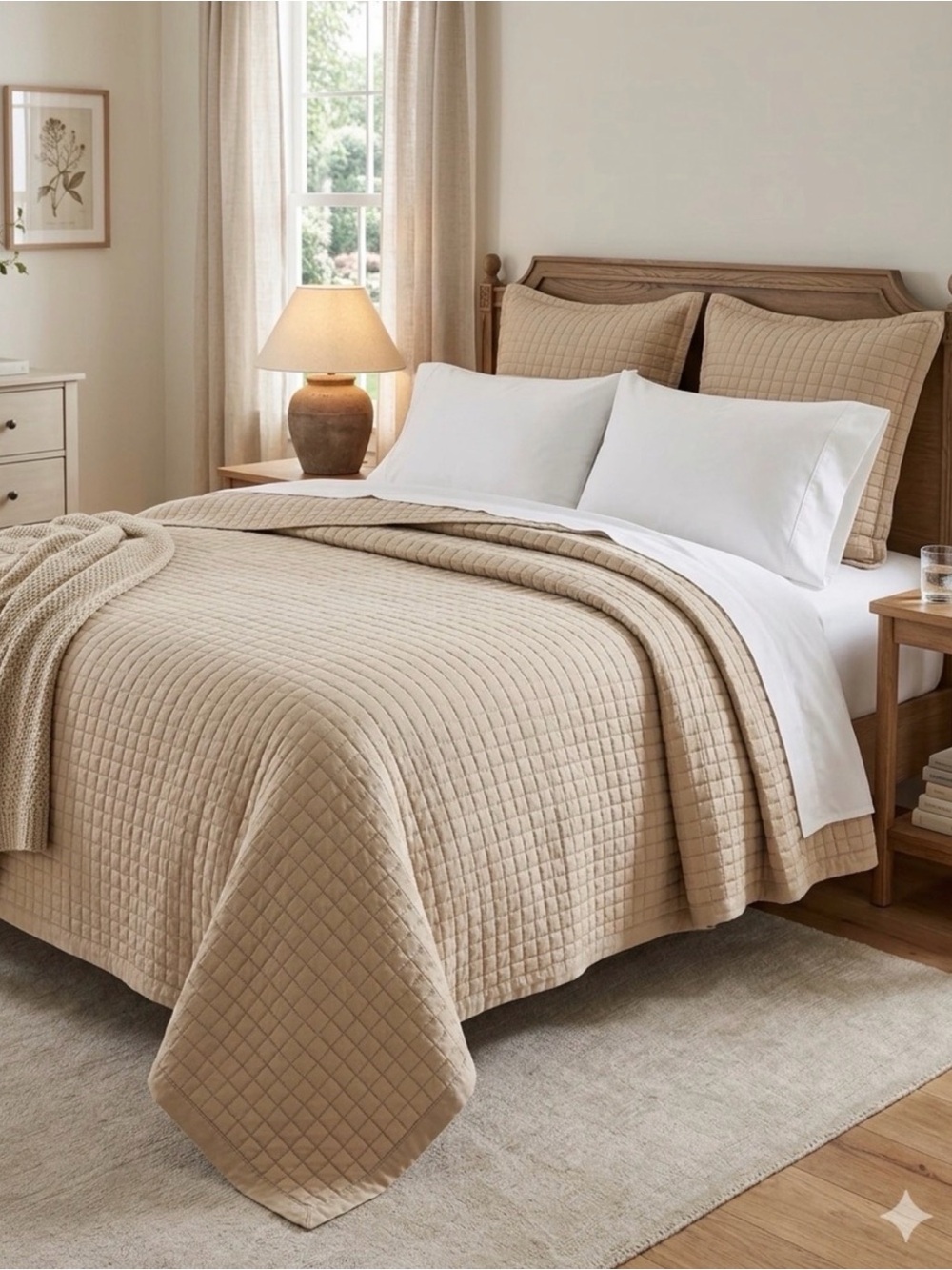 Hotel Collection King Quilt Tan 100% Pima Cotton Square Quilted Coverlet Macy’s